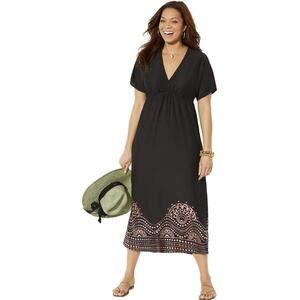 Swimsuits for All NWT Size 18/20 Kate V-Neck Cover Up Maxi Dress Rose Gold Trim